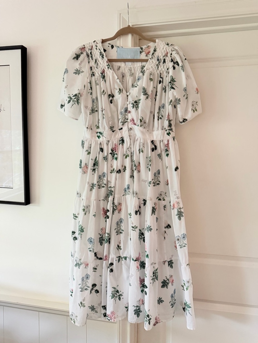 LILLOU Flora Dress Redoute White Floral Print Size L Large